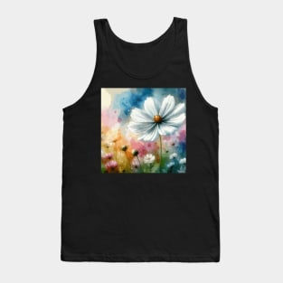 White Cosmos Flower Tank Top